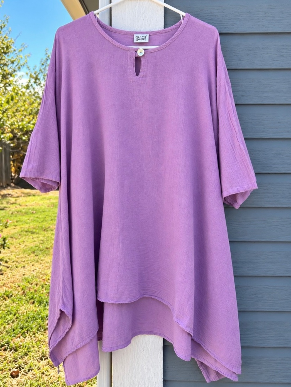 OH MY GAUZE Bunny OS Orchid Purple Artsy Cotton Gauze Lagenlook Tunic